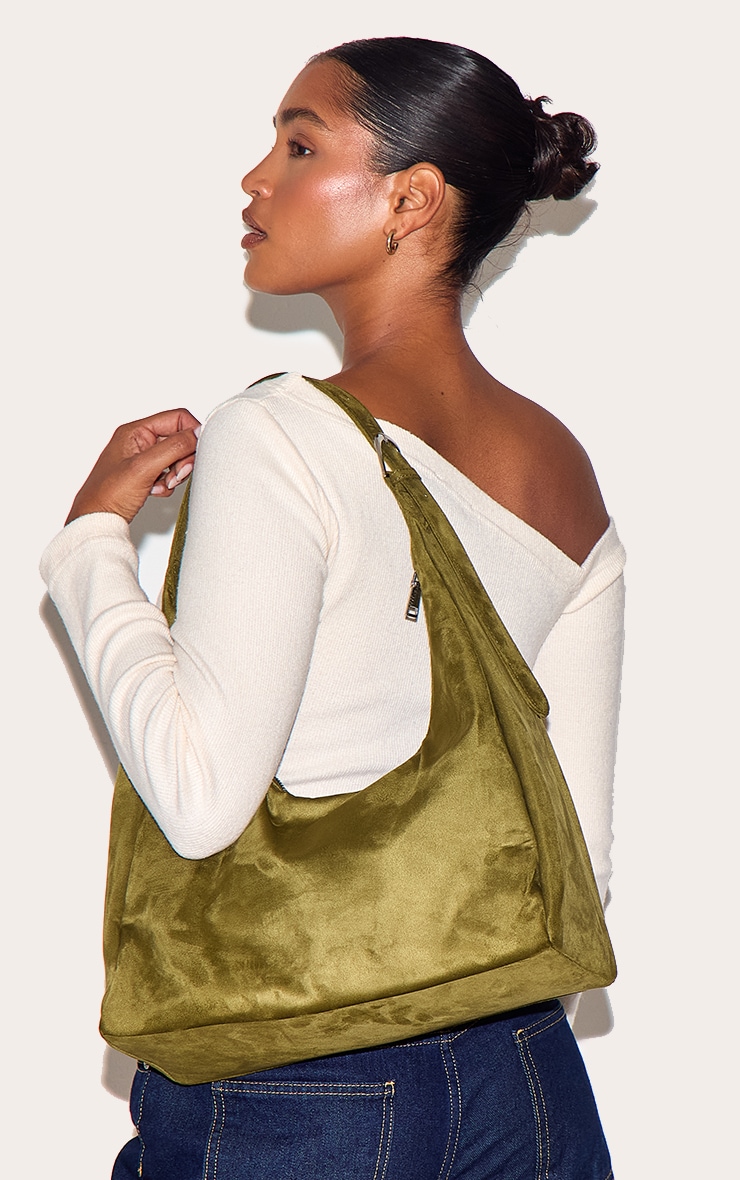 Olive Faux Suede Tote image 5