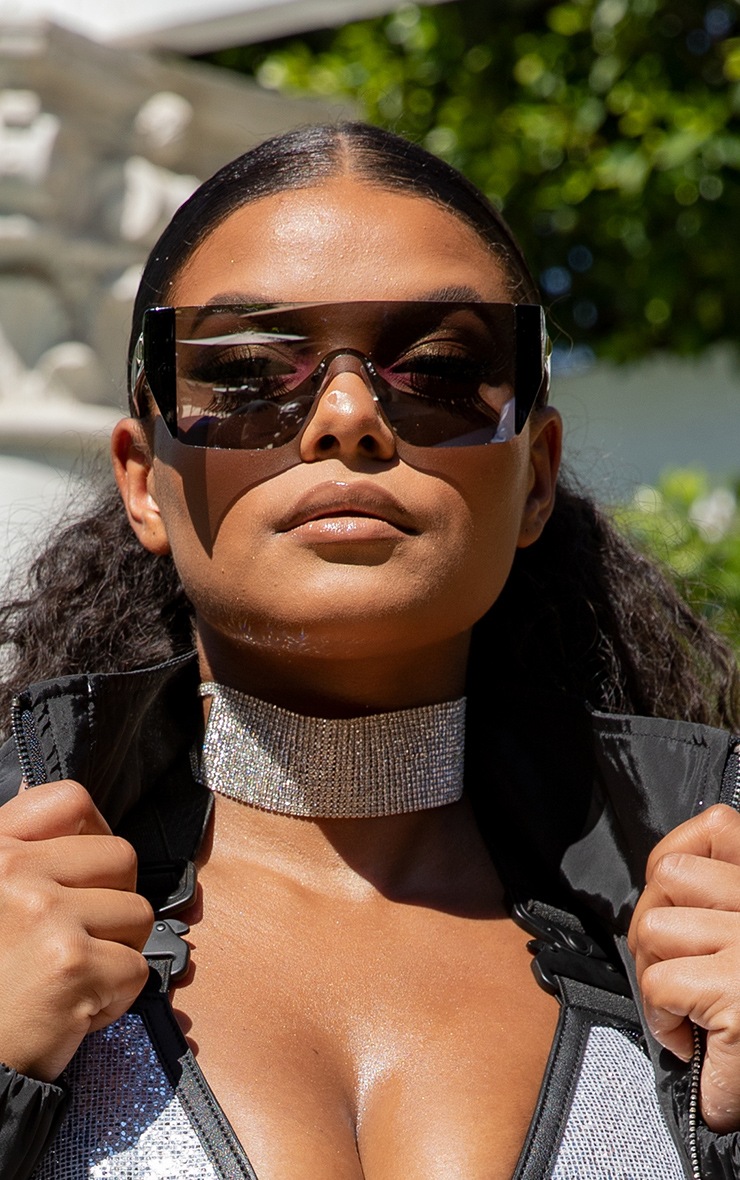 Silver Oversized Diamante Choker 1