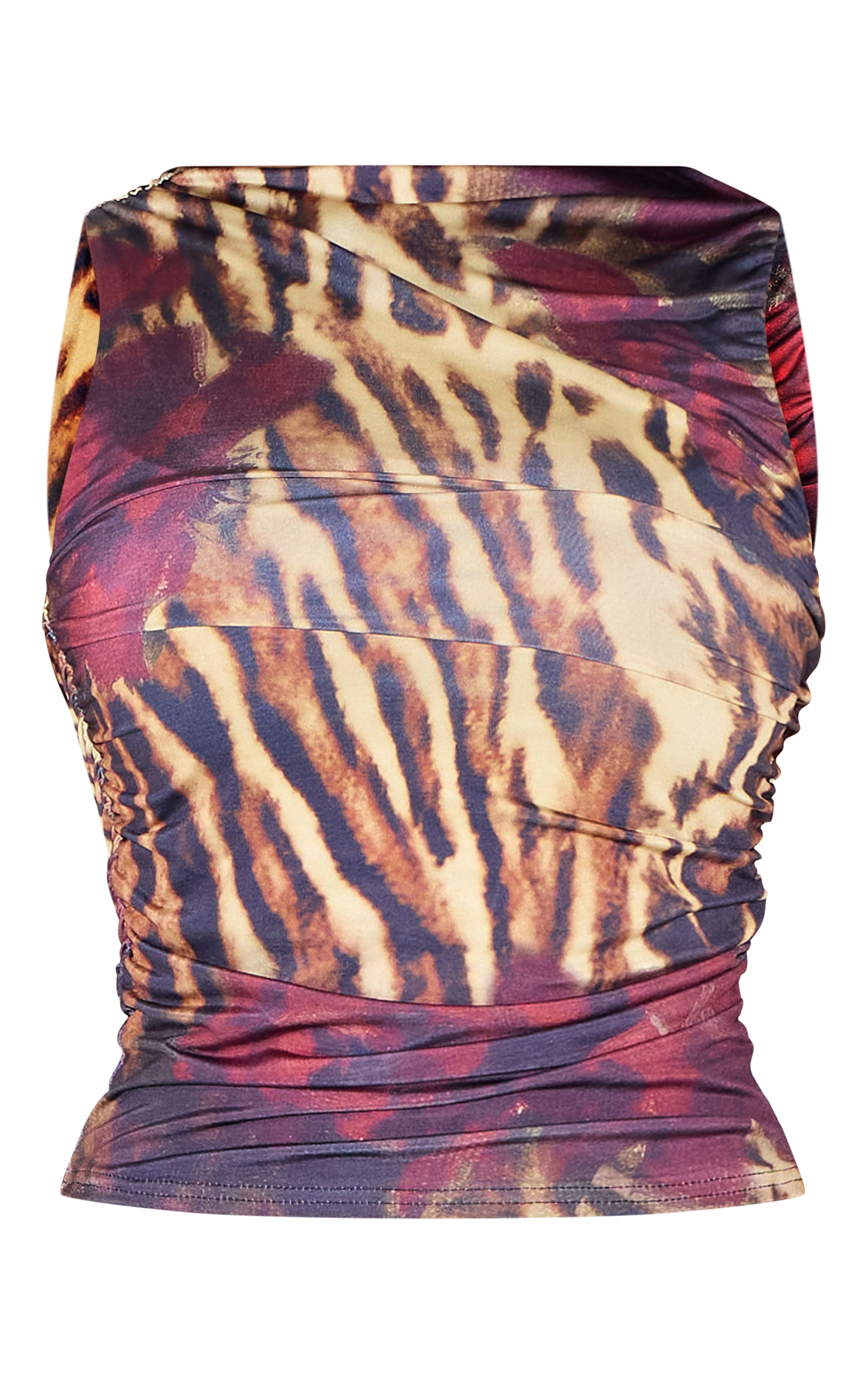 Crop top moulant doublé multicolore imprimé léopard fleuri image 5