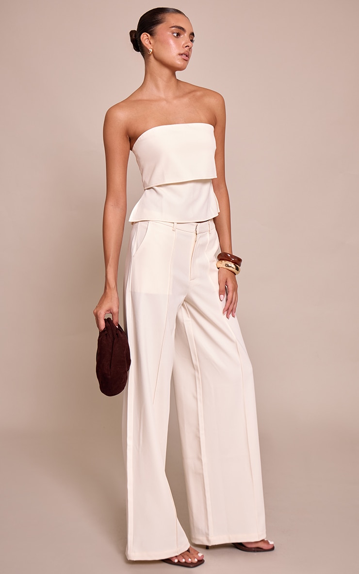 Cream Pintuck Tailored Pant image 2