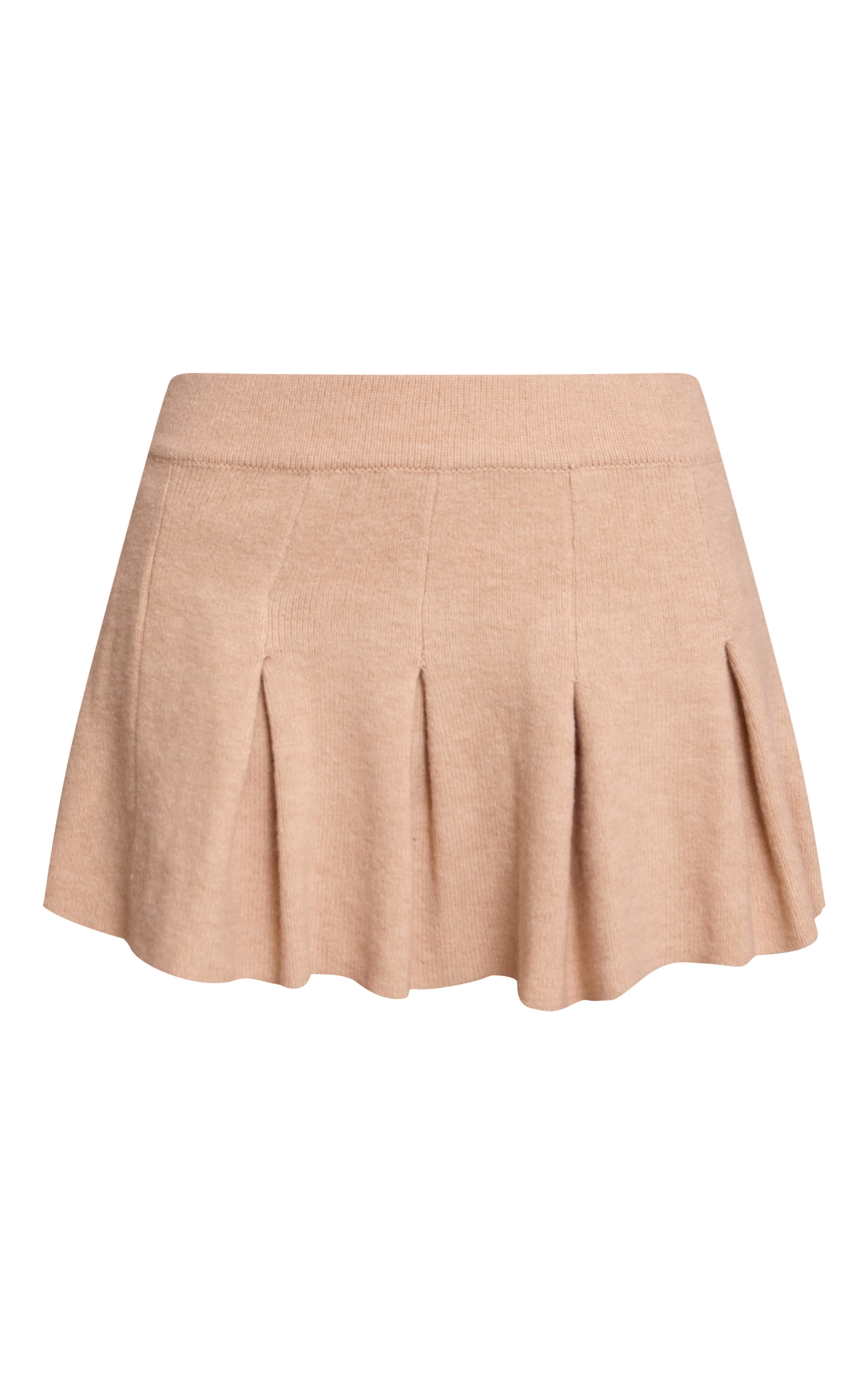 Oatmeal Soft Knit Pleated Mini Skirt image 6