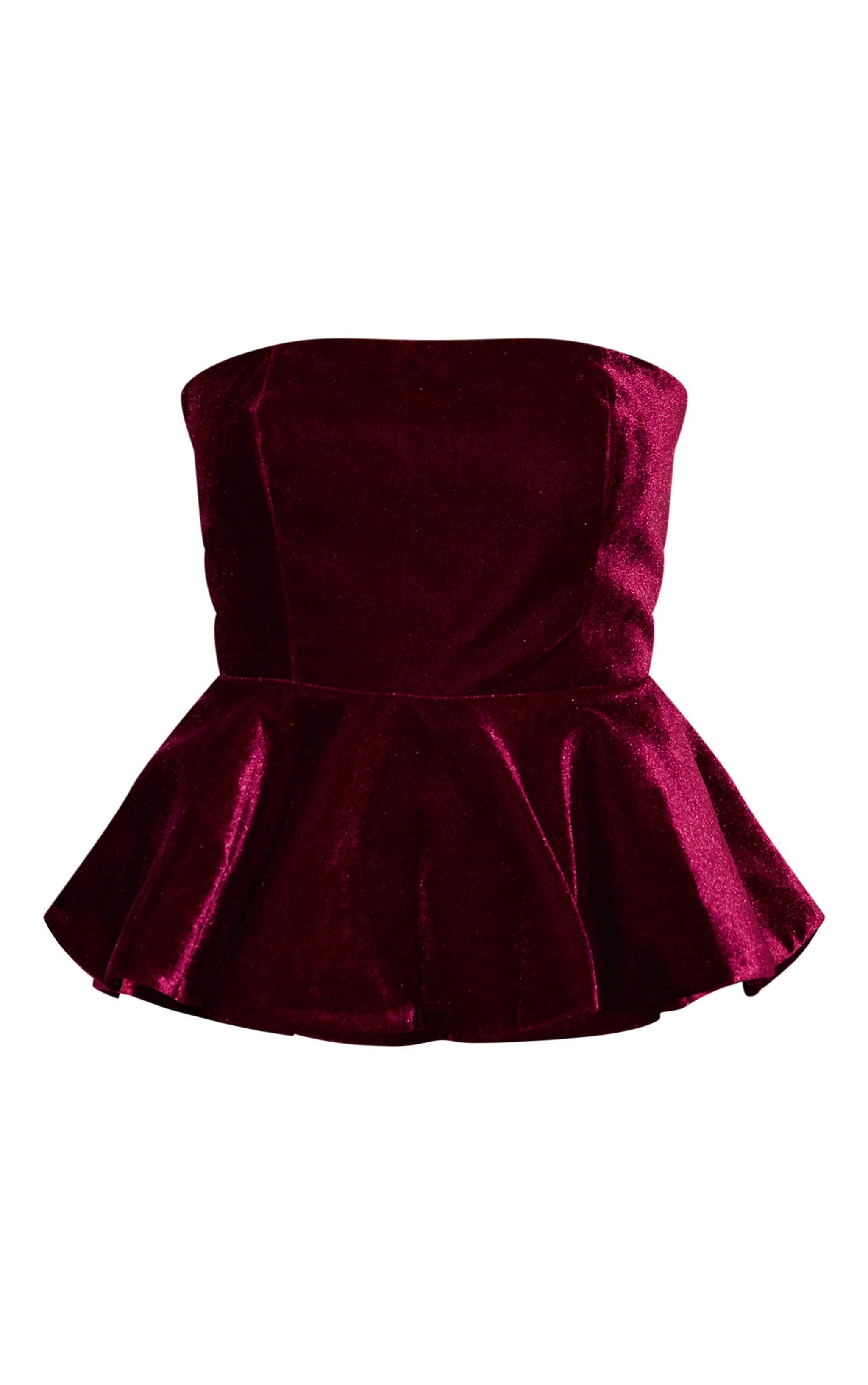 Burgundy Velvet Peplum Bandeau image 5