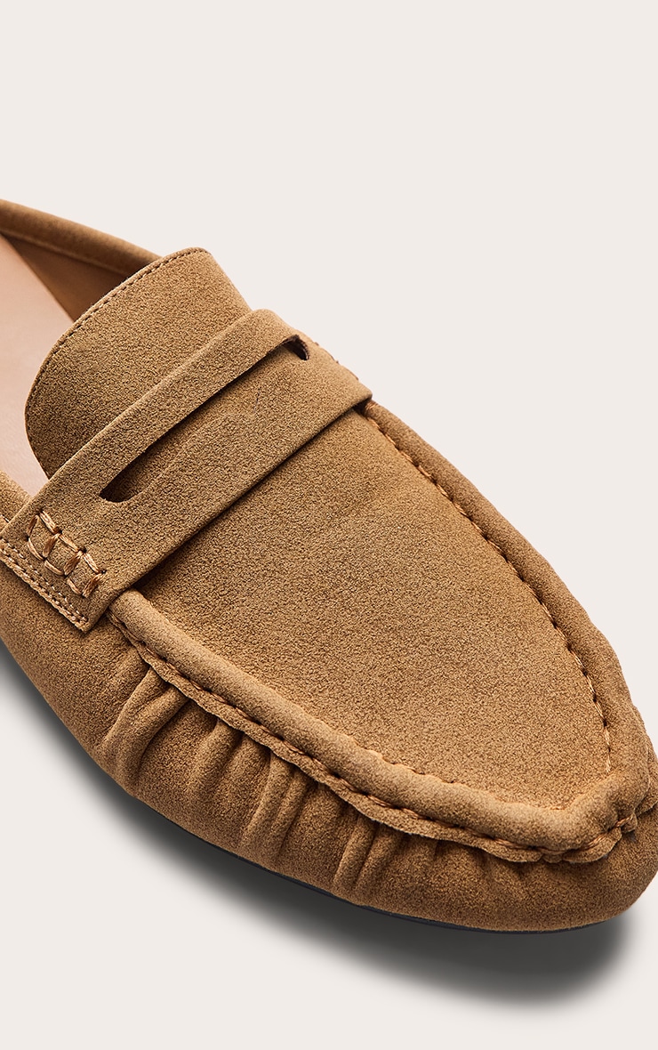 Tan Suede Ruched Round Toe Loafer Mule image 5