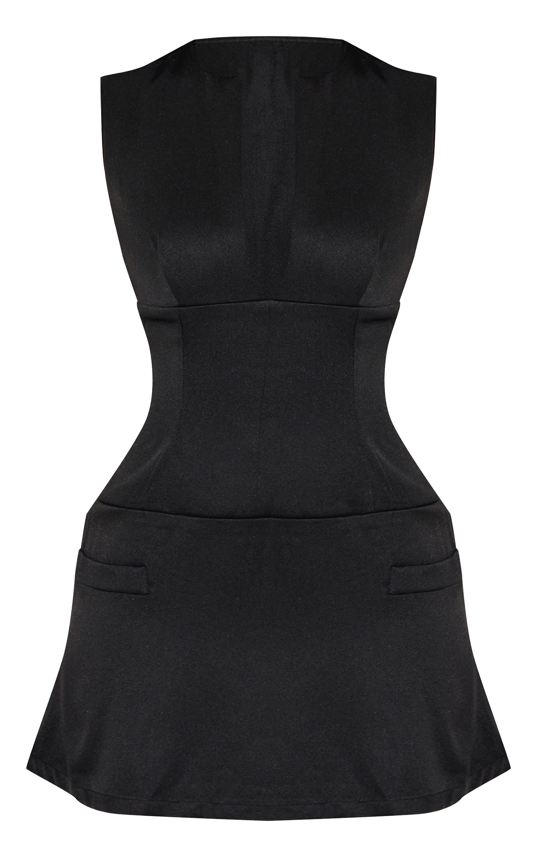 Petite Black Tailored Fitted Mini Dress image 5