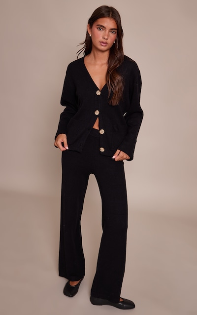 Black Wide leg Knit Pant