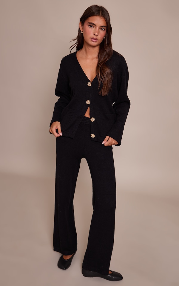 Black Wide leg Knit Pant