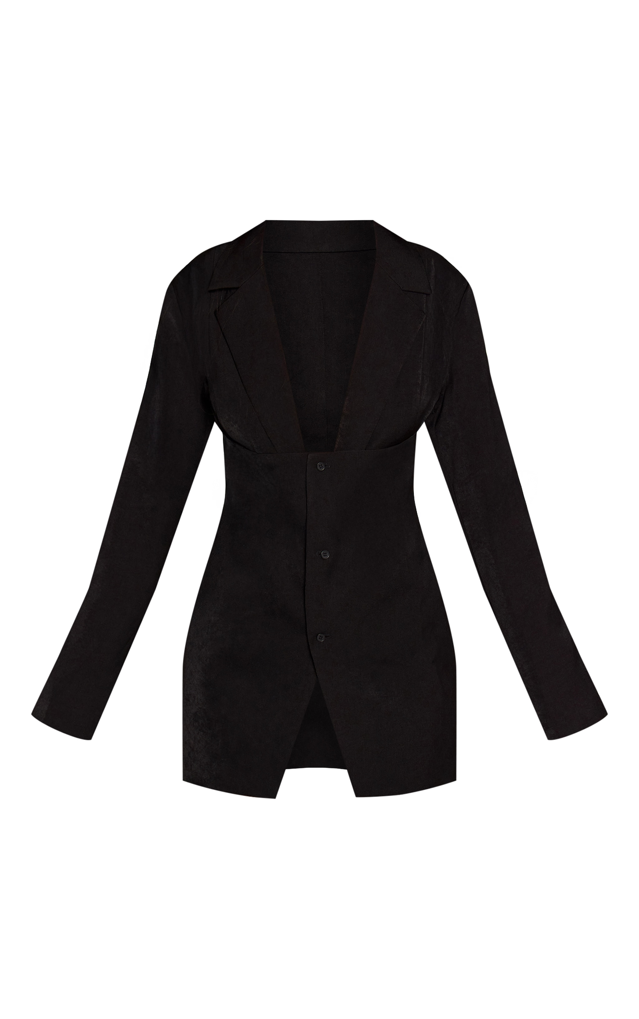 Black Woven Wrap Detail Blazer Playsuit image 5