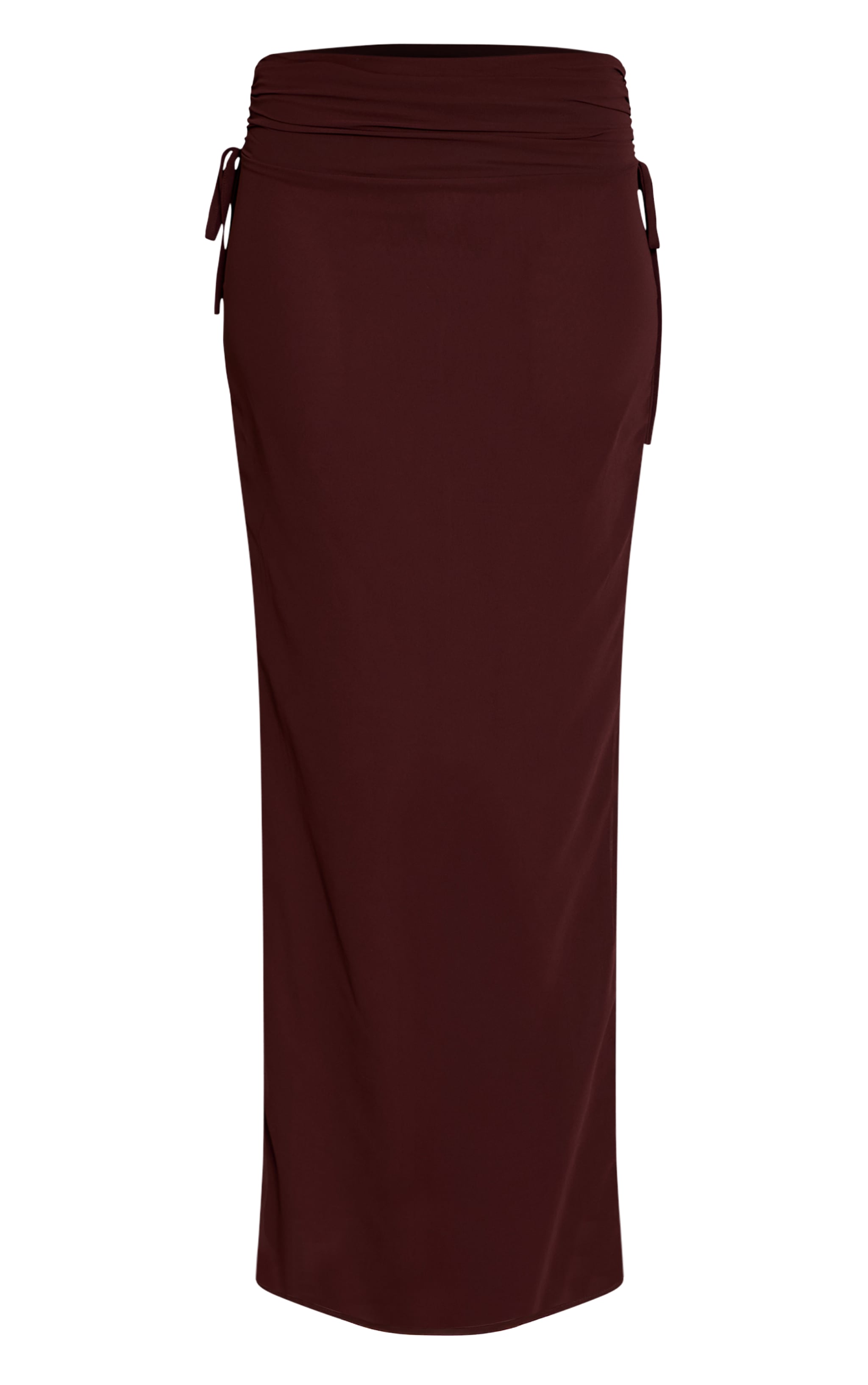 Dark Brown Ruched Chiffon Maxi Skirt image 5
