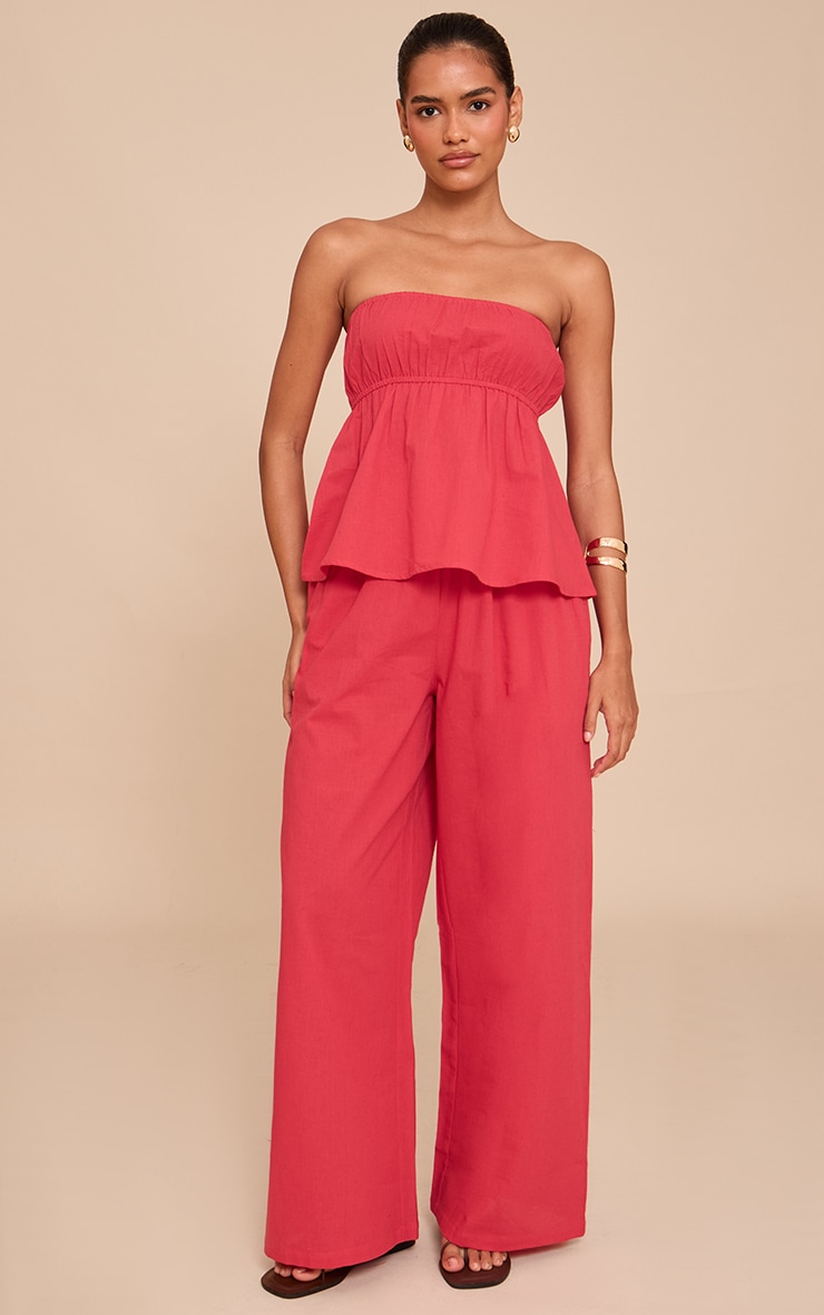 Tomato Red Floaty Wide Leg Pants image 1