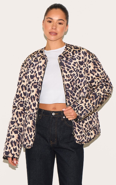 Leopard Zip Up Quilted Jacket