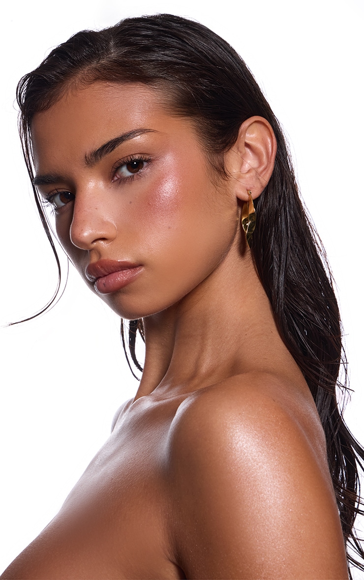 Gold Water Resistant Twisted Hoop Earrings image 2