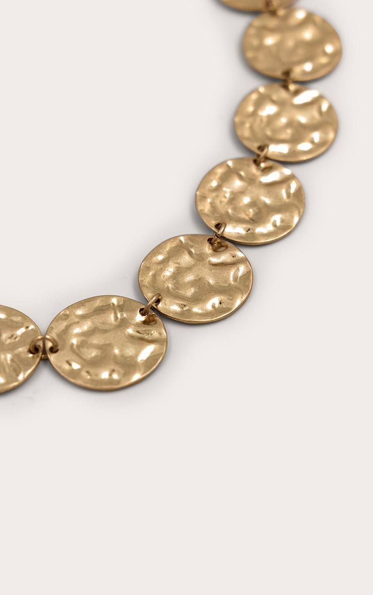 Gold Hammered Disc Necklace image 3