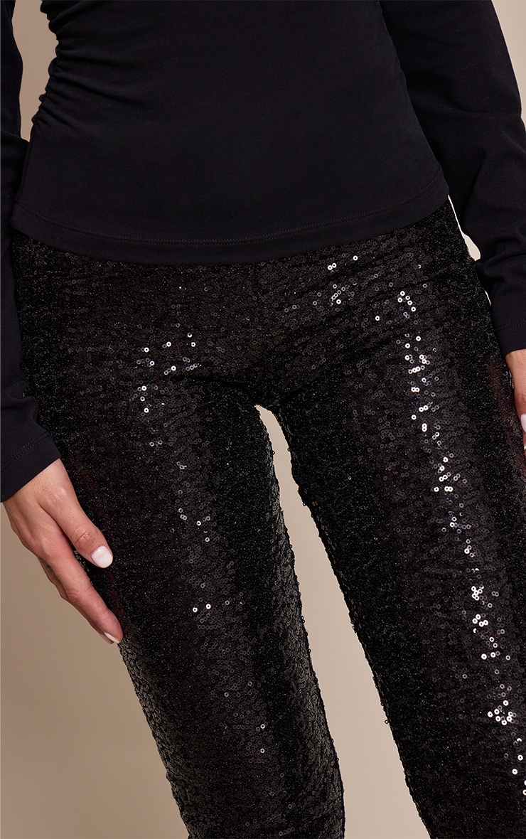 Black Sequin High Waisted Leggings image 4