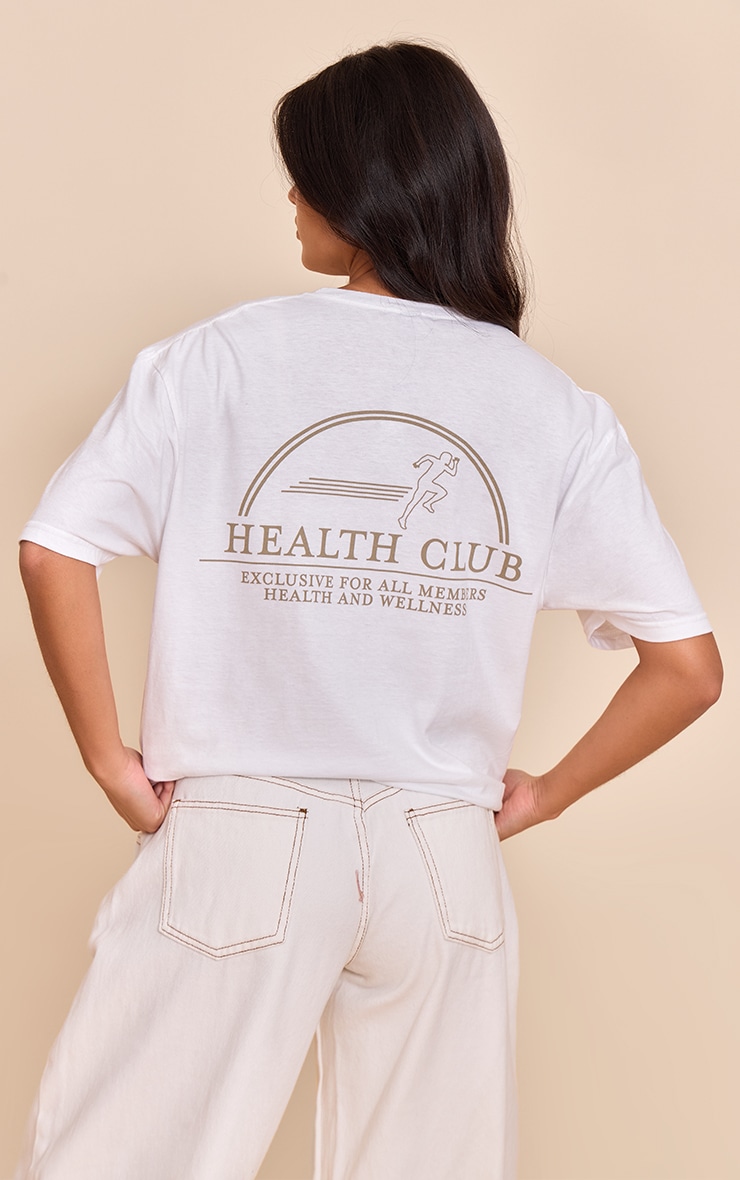 White Health Club Graphic Oversized T-shirt image 1