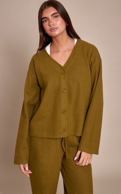 Olive Brushed Soft Touch Boxy Cardigan