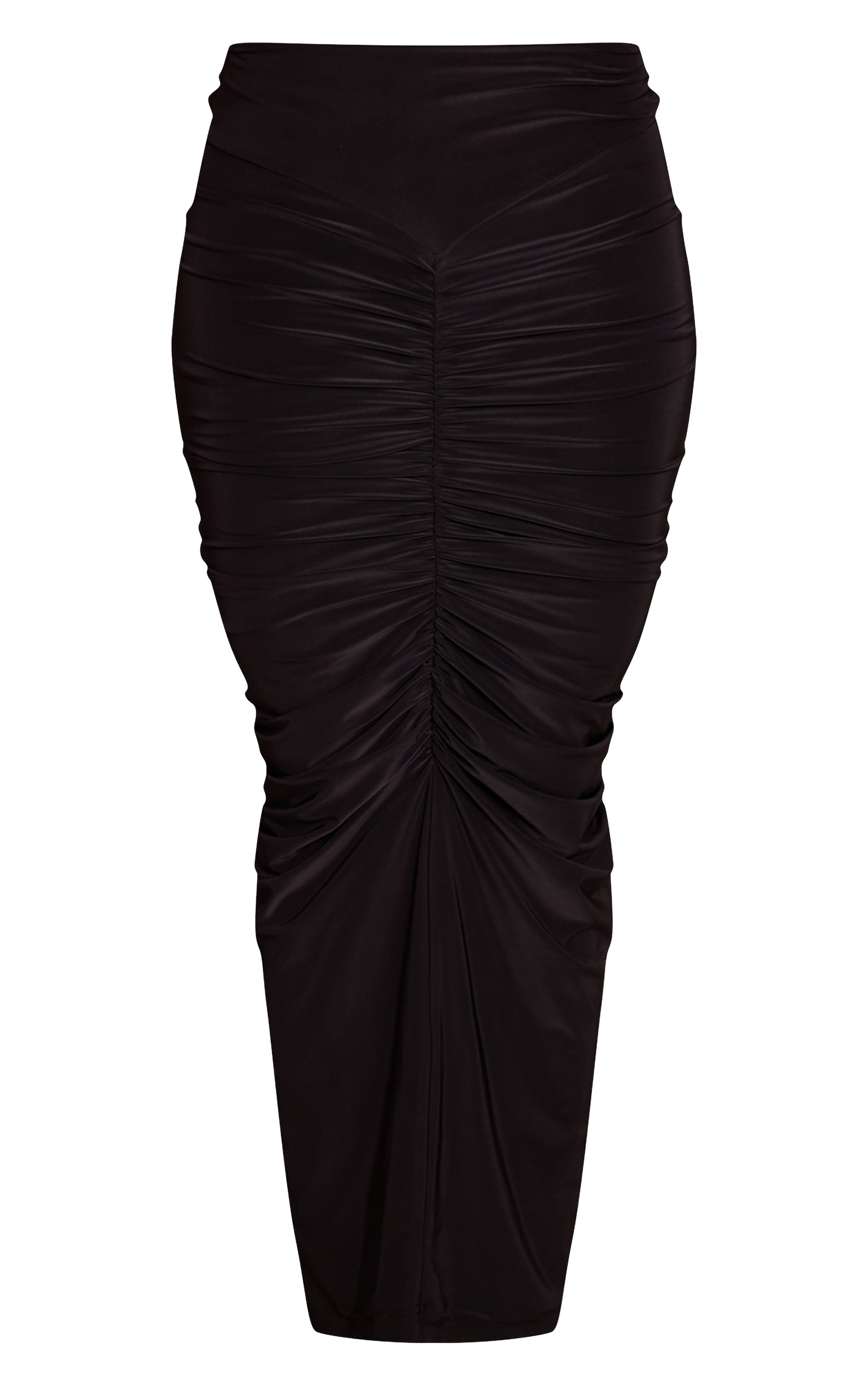 Black Double Layer Slinky Ruched Detail Maxi Skirt  image 5
