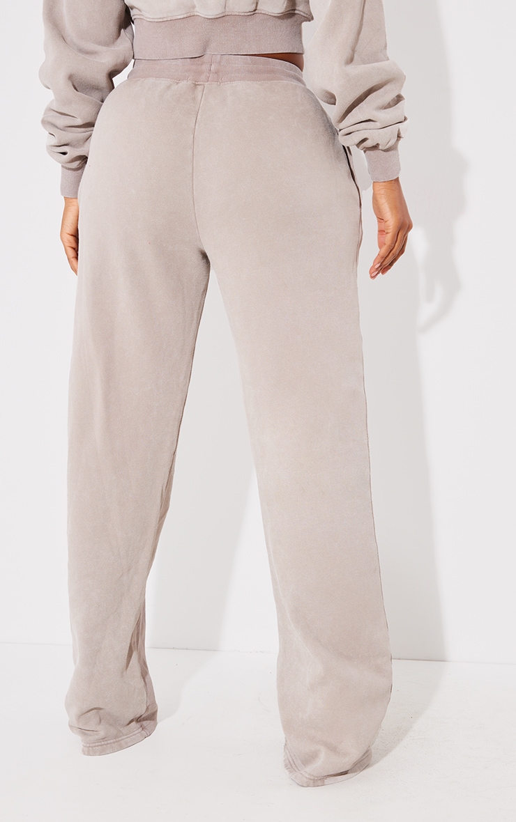 PRETTYLITTLETHING Shape Taupe Washed Wide Leg Sweatpants image 3