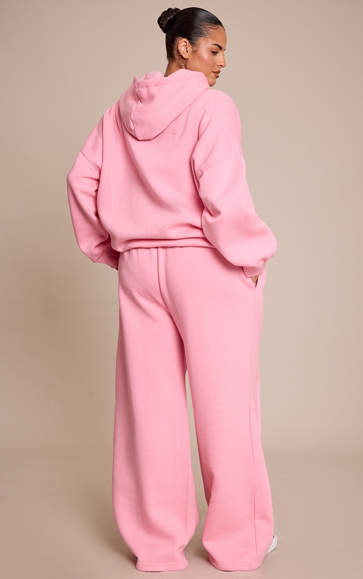 Plus Light Pink Seam Detail Oversized Wide Leg Joggers image 3