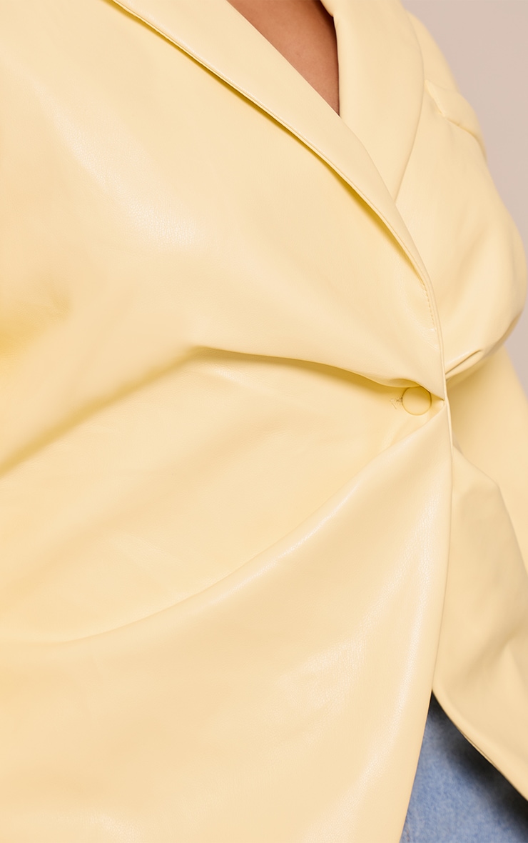 Shape Butter Yellow Faux Leather Cinched Waist Blazer image 4