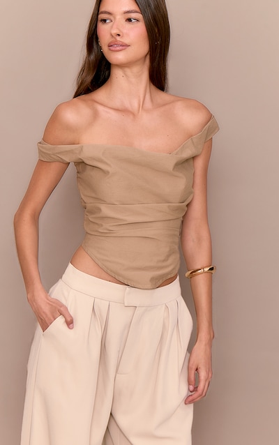 Top corset gris champignon froncé