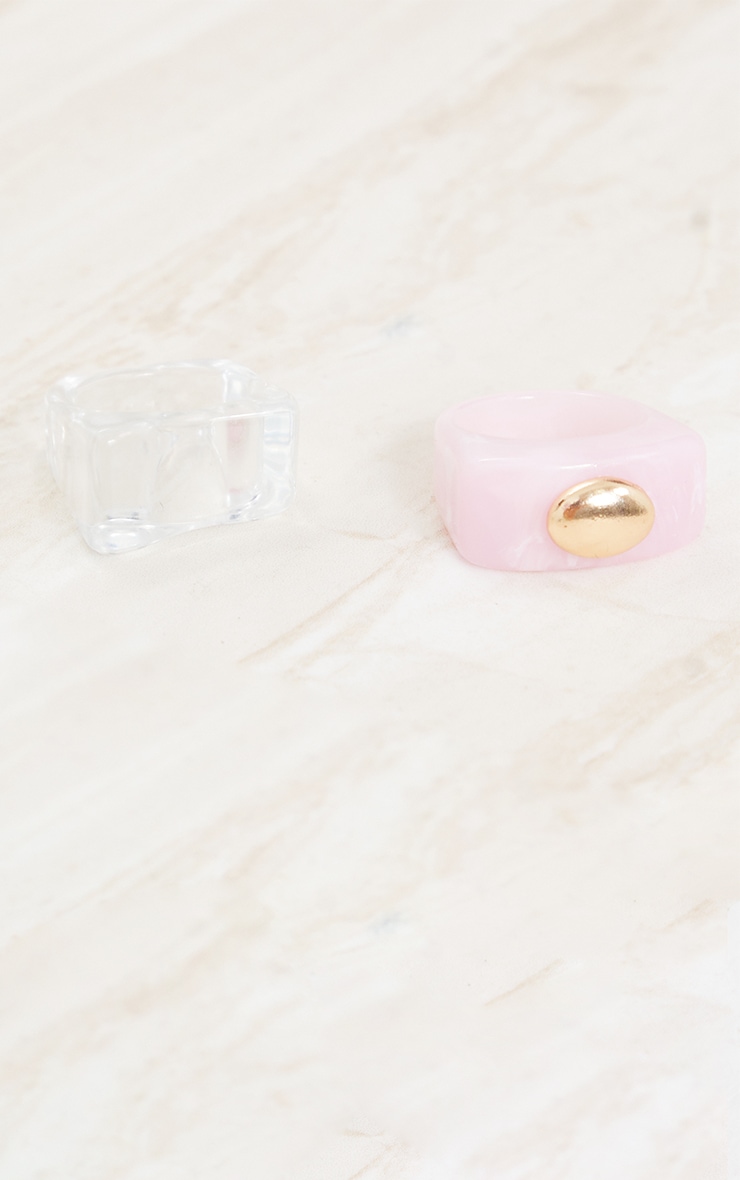 Pink And Clear Resin 2 Pack Rings image 3