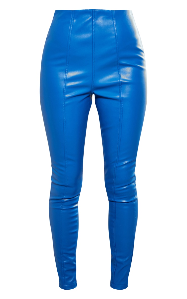 Legging stretch en PU bleu cobalt image 5