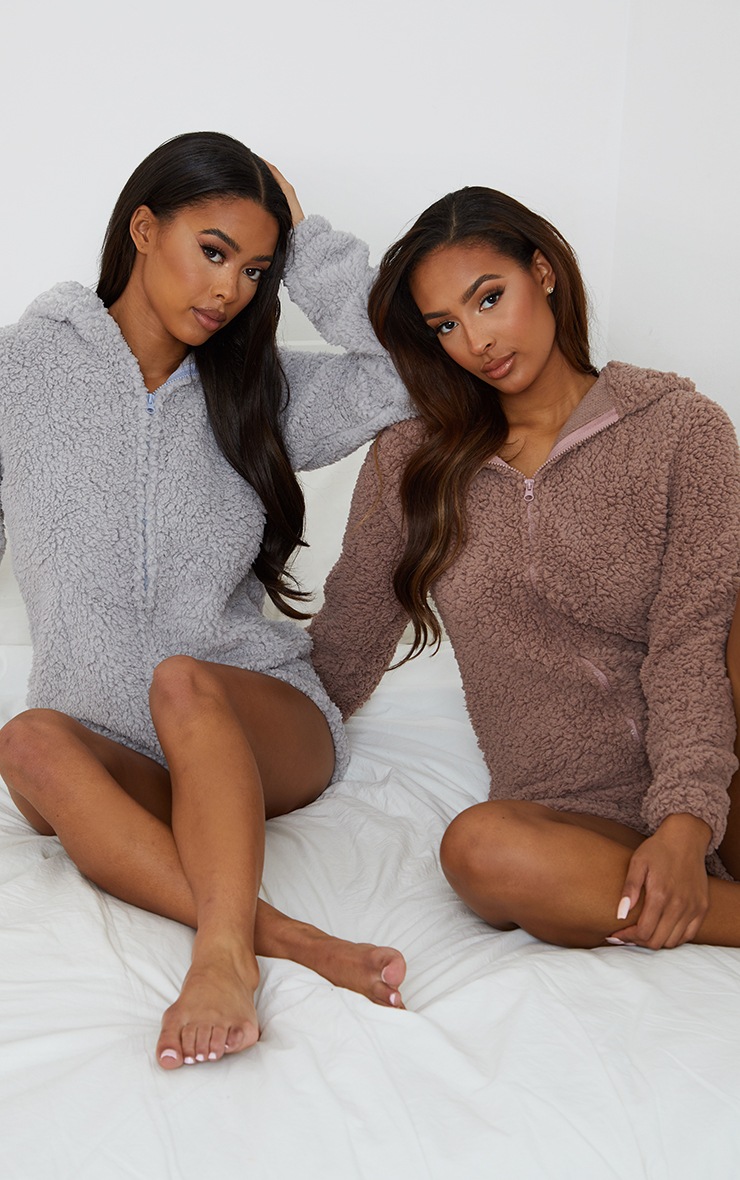Taupe Teddy Ear Borg Romper