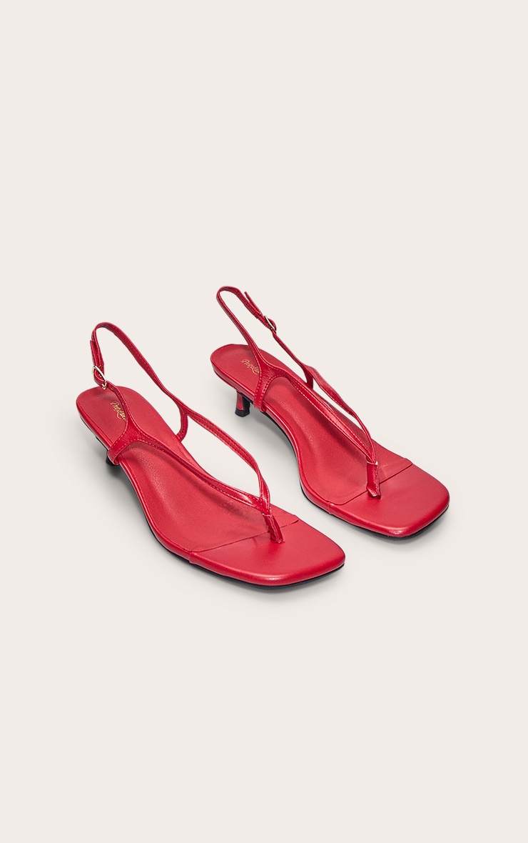 Red Toe Thong Kitten Heeled Sandal image 3