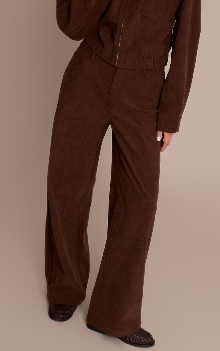 Dark Brown Cord Straight Leg Pants image 2
