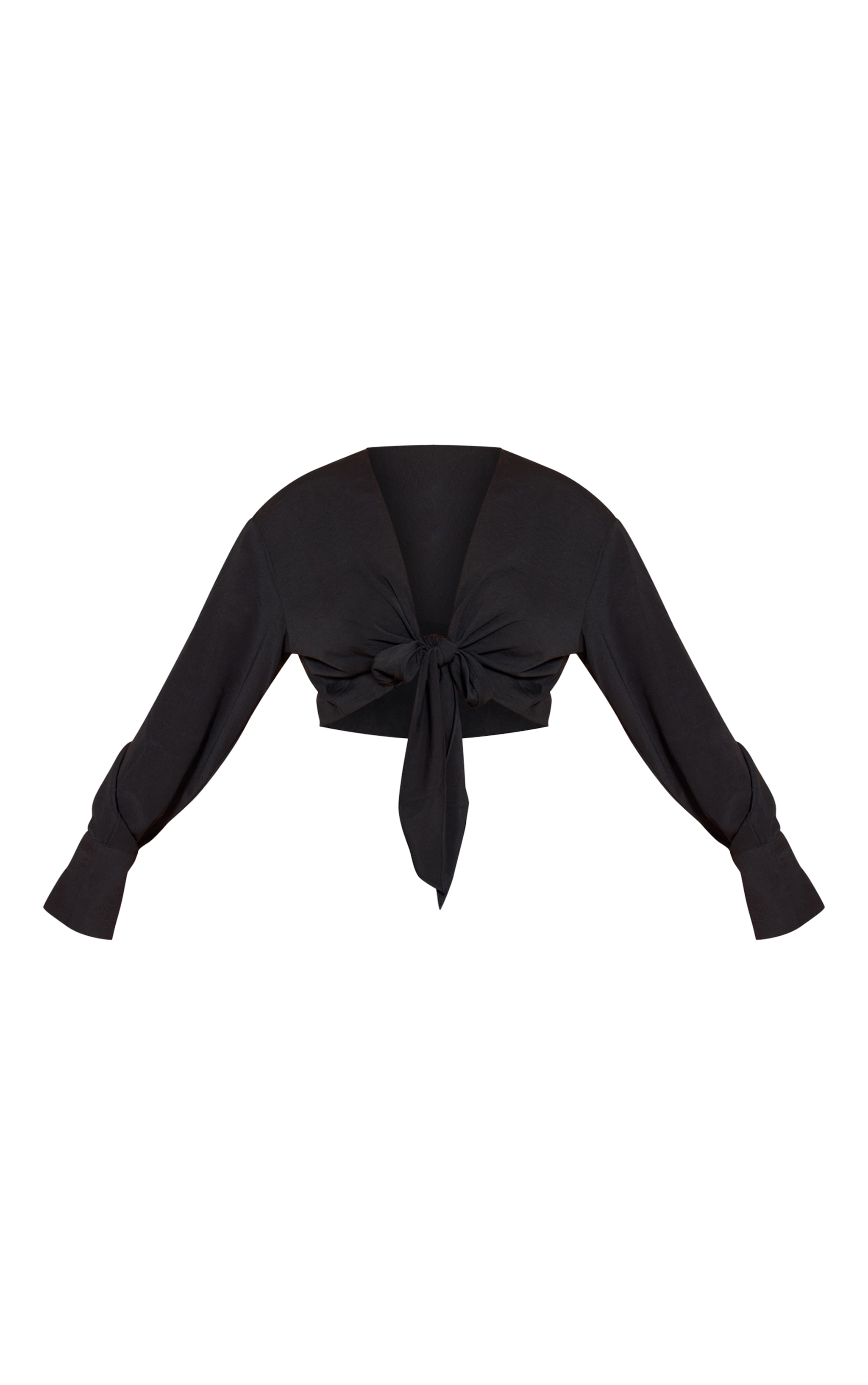 Shape Black Hammered Satin Front Tie Shirt image 5