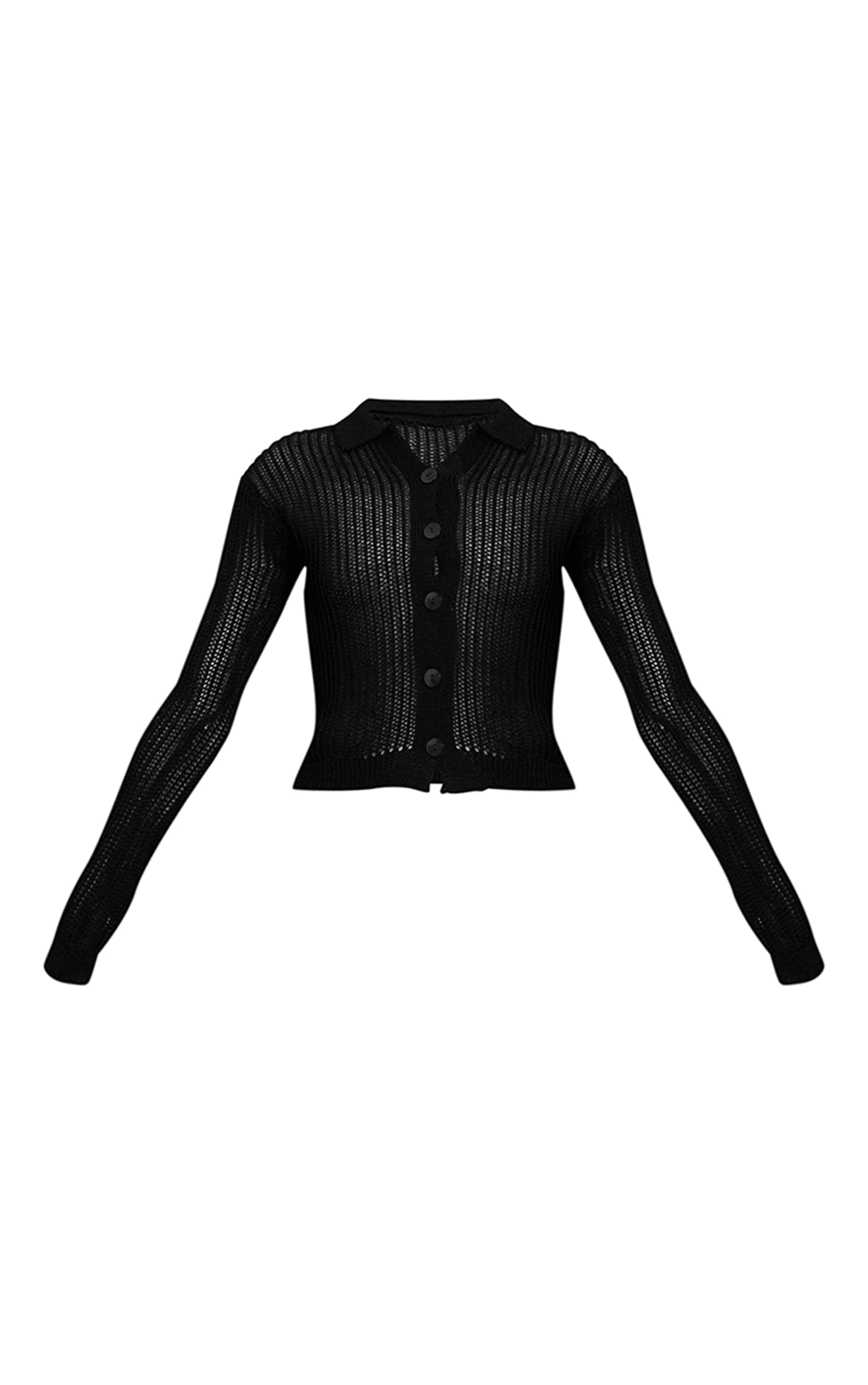 Black Filagree Knit Button Up Cardigan  image 5