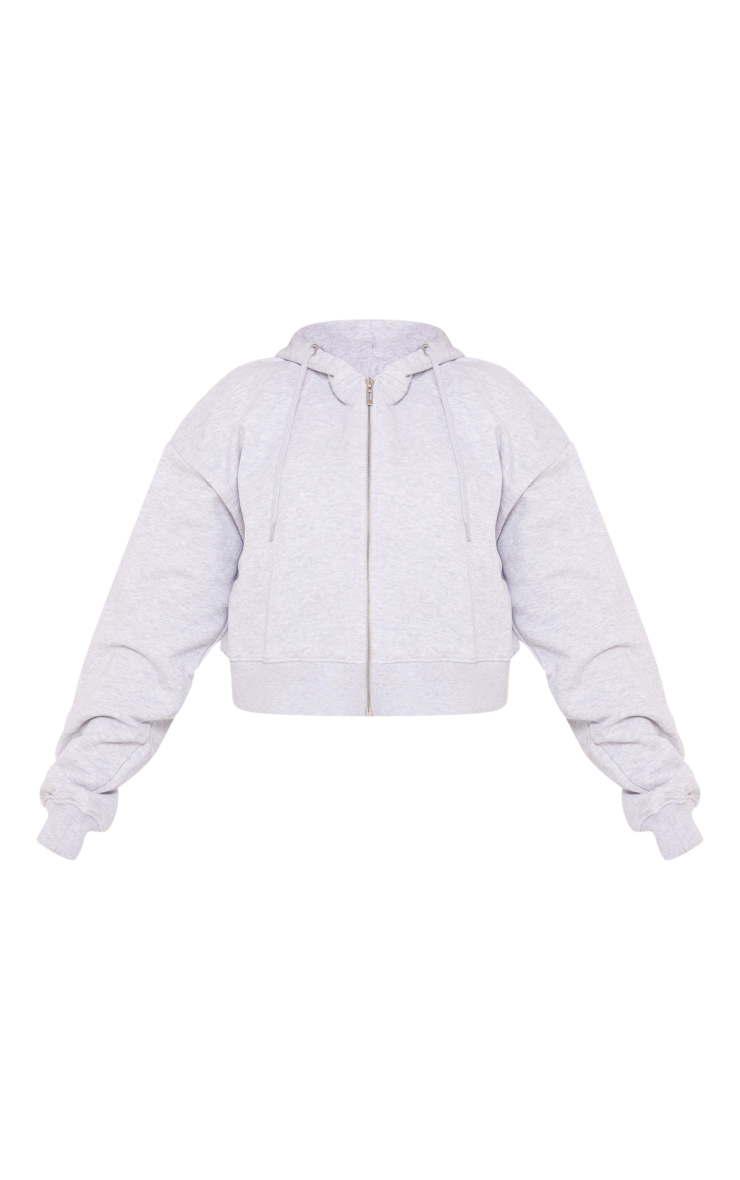 PLT SPORT Ash Grey Oversized Cropped Zip Up Sweatshirt image 4