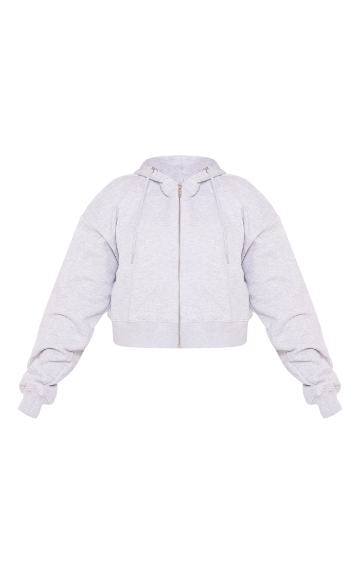 PLT SPORT Ash Grey Oversized Cropped Zip Up Sweatshirt image 4