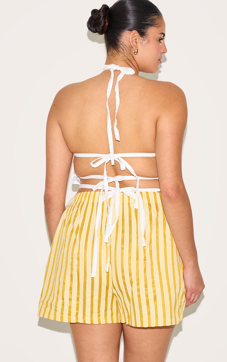Plus White Linen Tiered Tie Back Long Top image 2
