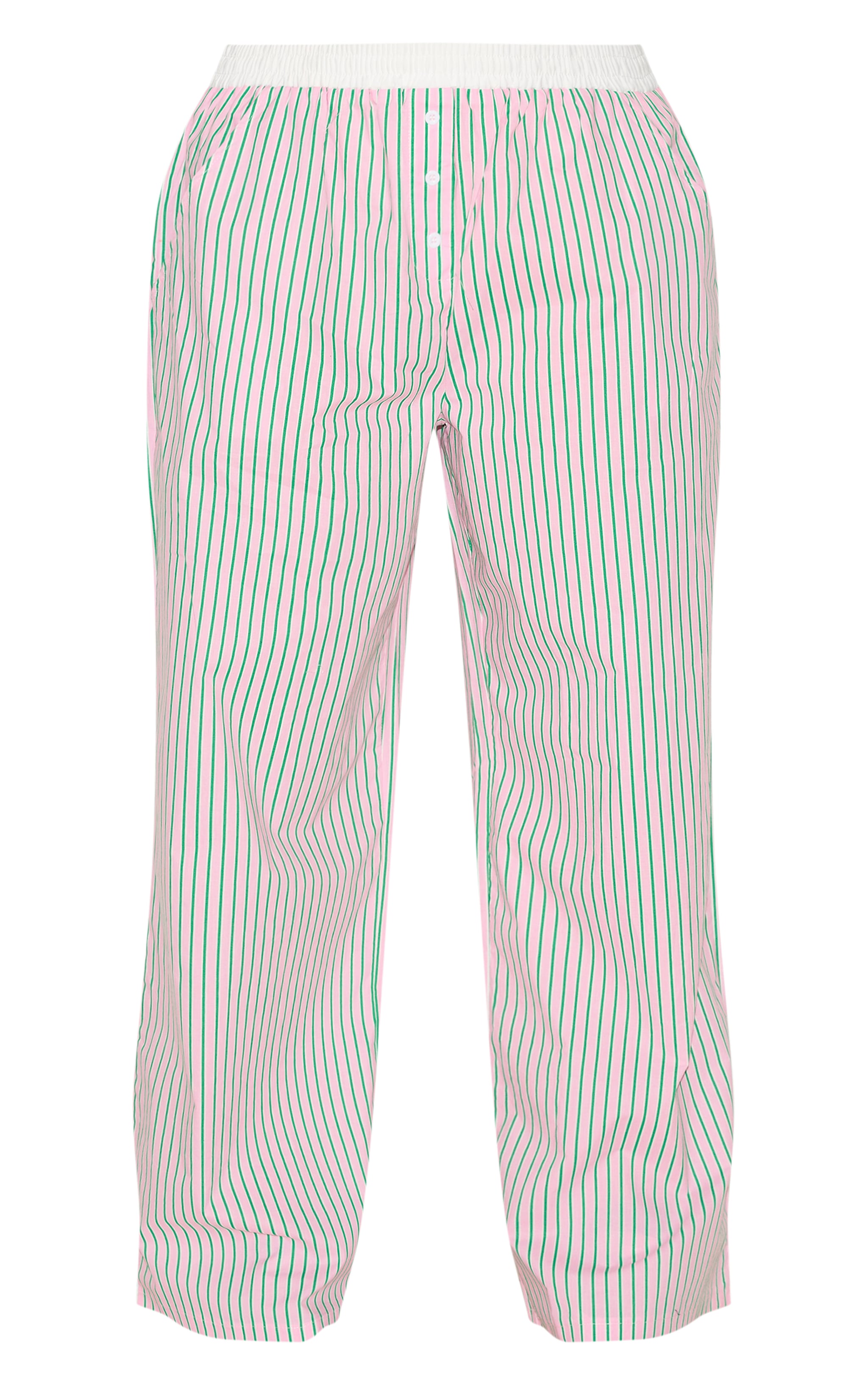 Plus Pink Pinstripe Cotton Poplin Contrast Waistband Pant image 5