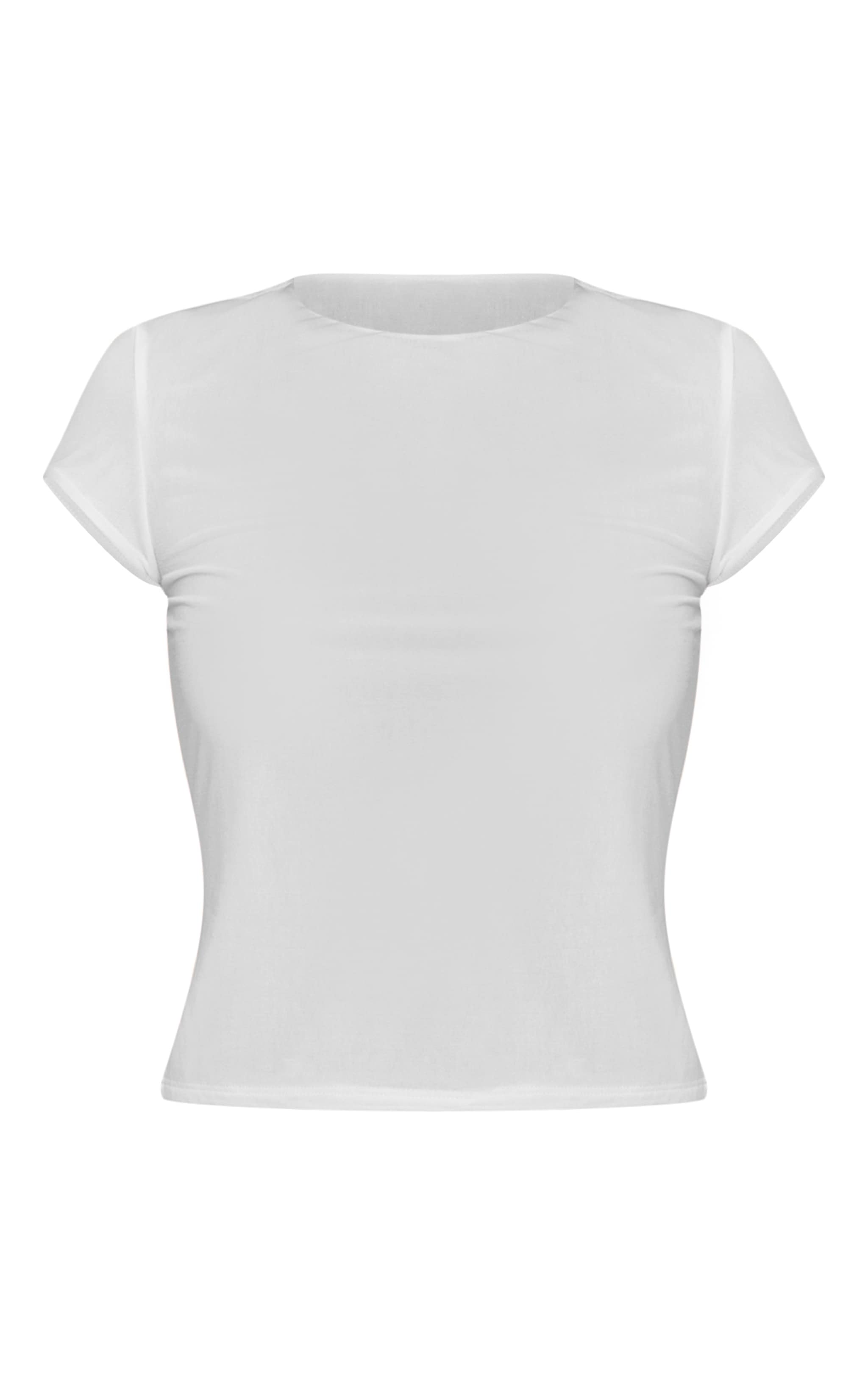 Ivory Stretch Chiffon Cap Sleeve Fitted T Shirt image 5