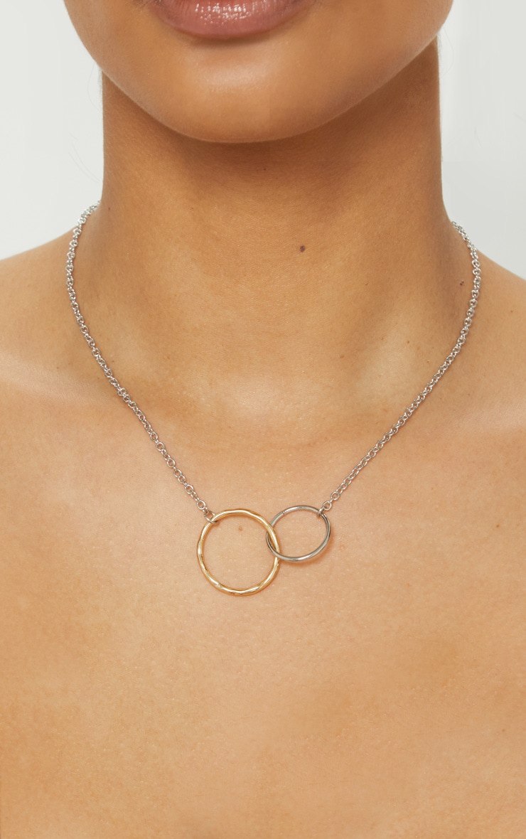 Gold And Silver Double Circle Necklace