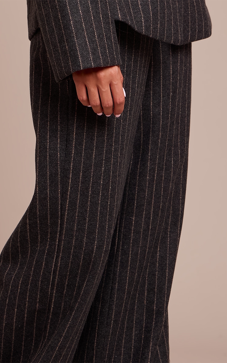 Charcoal Grey Brushed Pinstripe Pants image 4