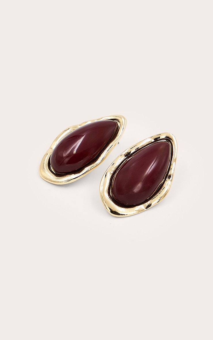 Plum Resin Pear Shaped Stud Earrings image 3