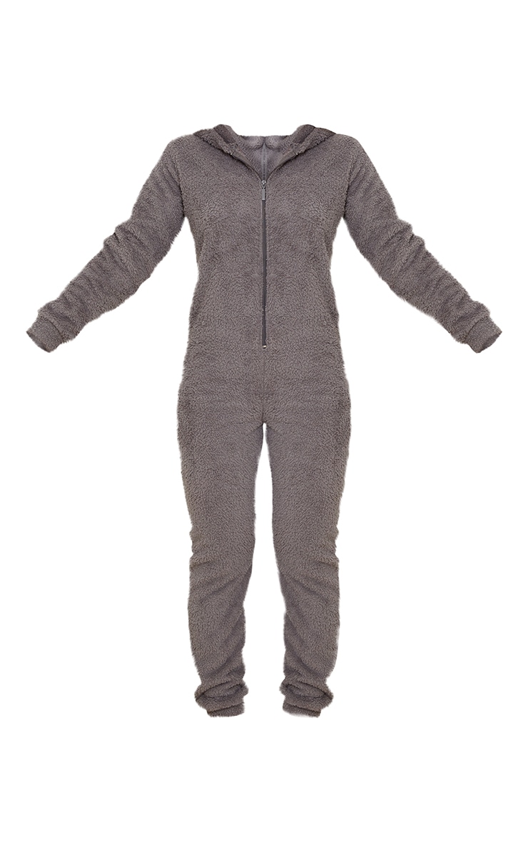 Onesie duveteux gris à oreilles de nounours image 5