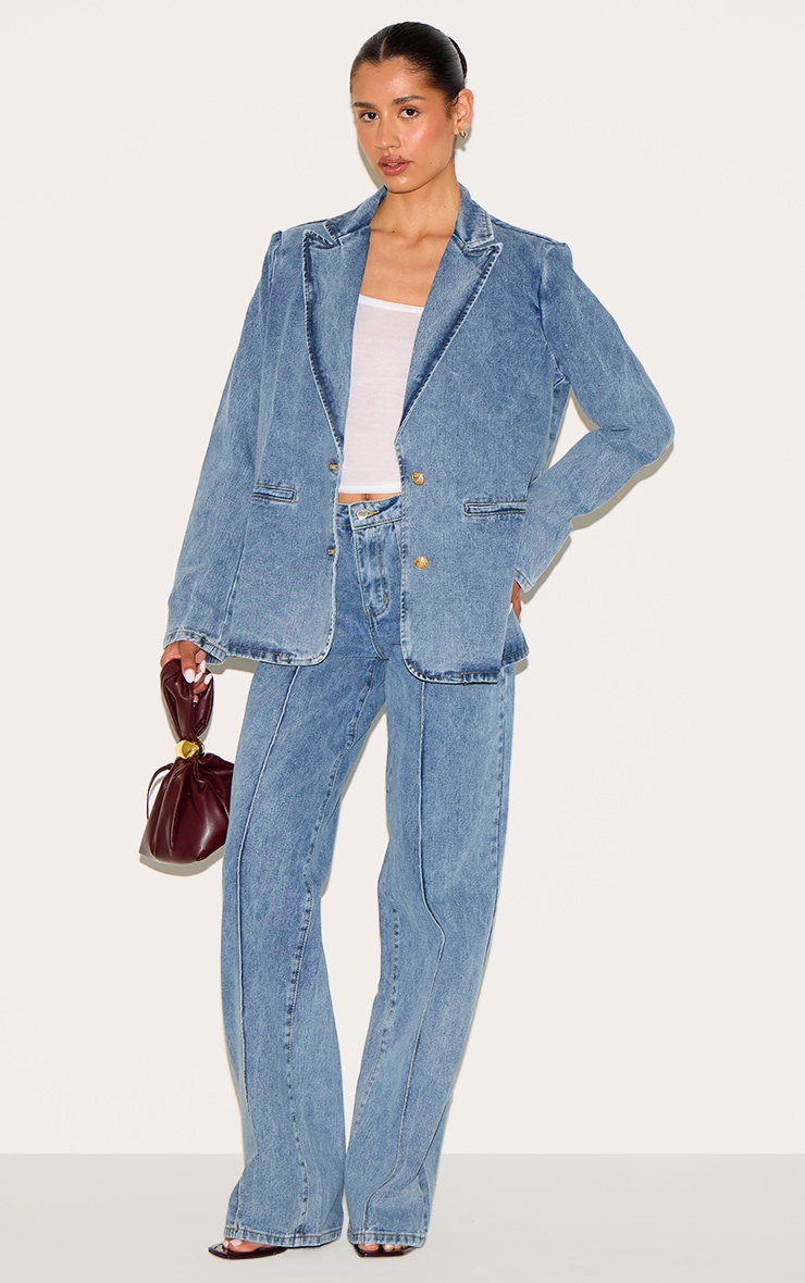 Tall Jean large vintage moyen délavé à lisérés surjetés image 1