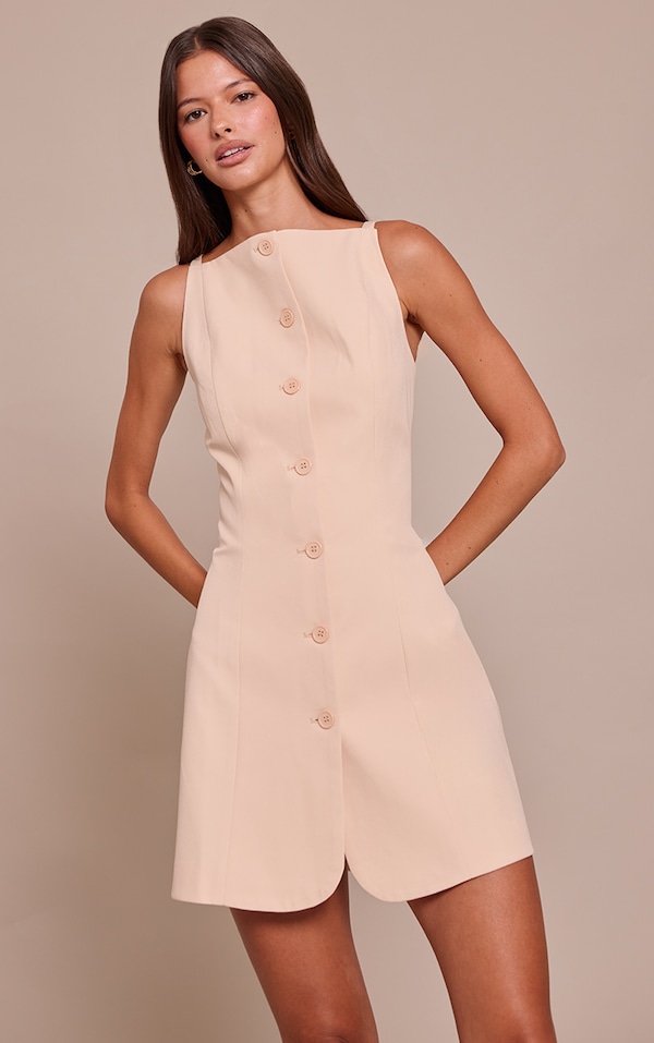 Lemon Tailored Woven Button Down Shift Dress