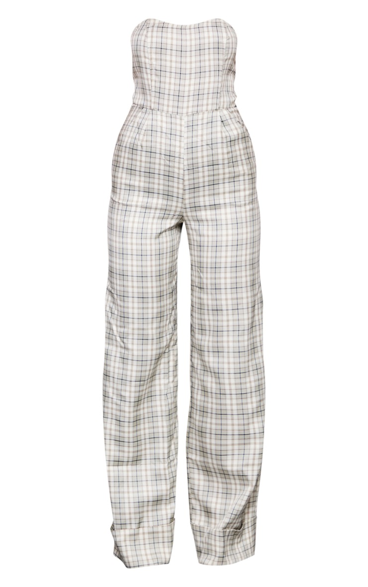 Sage Green Check Bandeau Turn Up Hem Jumpsuit image 5