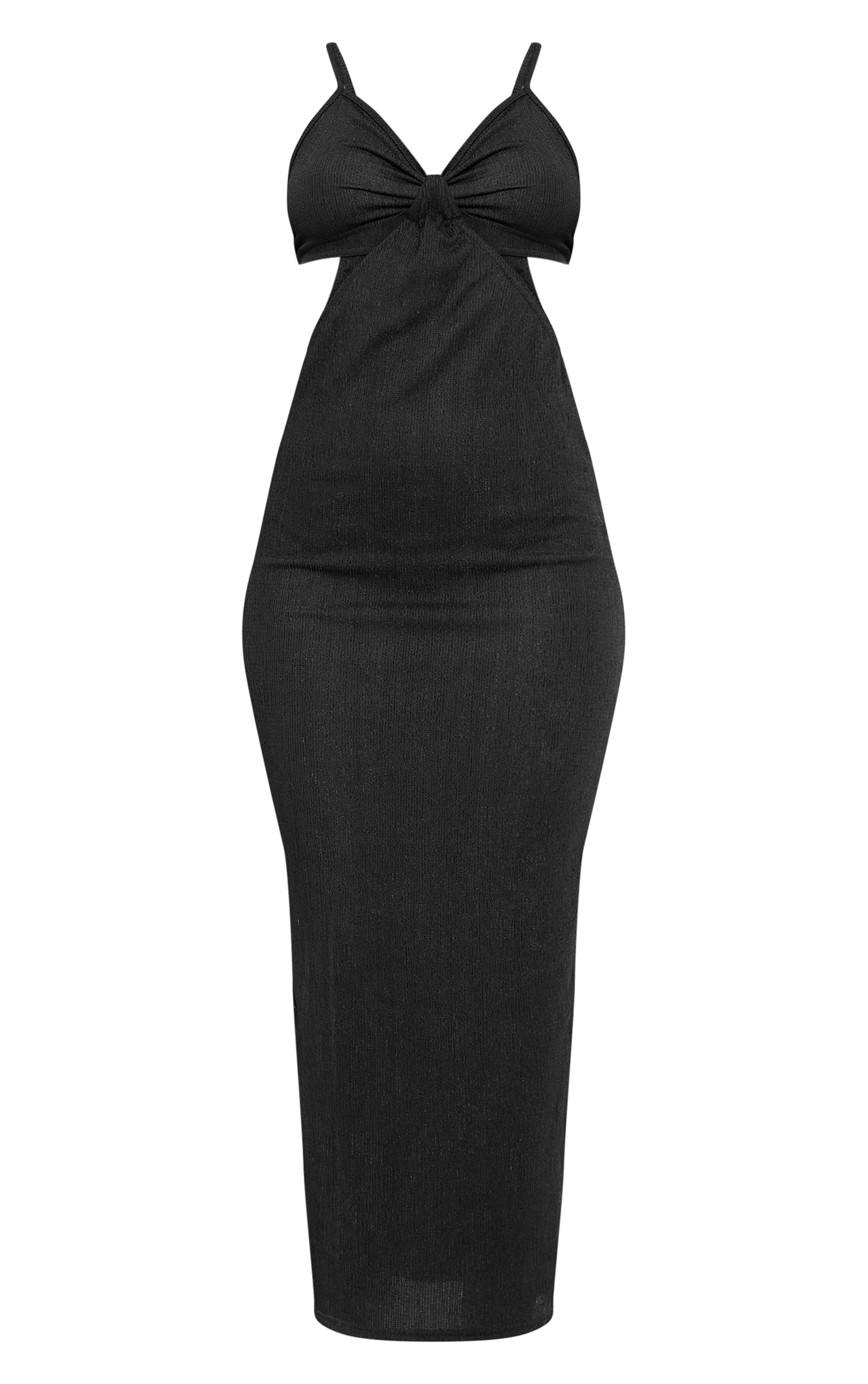 Tall Black Textured Cut Out Detail Midaxi Dress image 5
