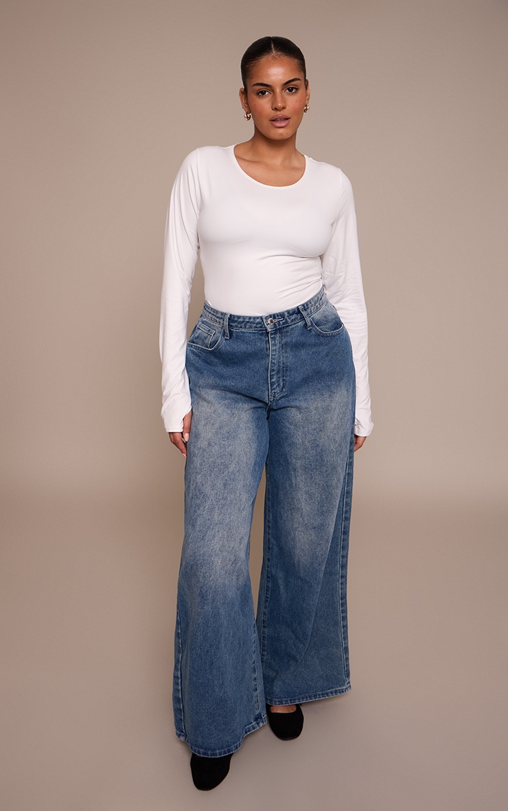 Plus Body en Sculpt blanc à manches longues image 3