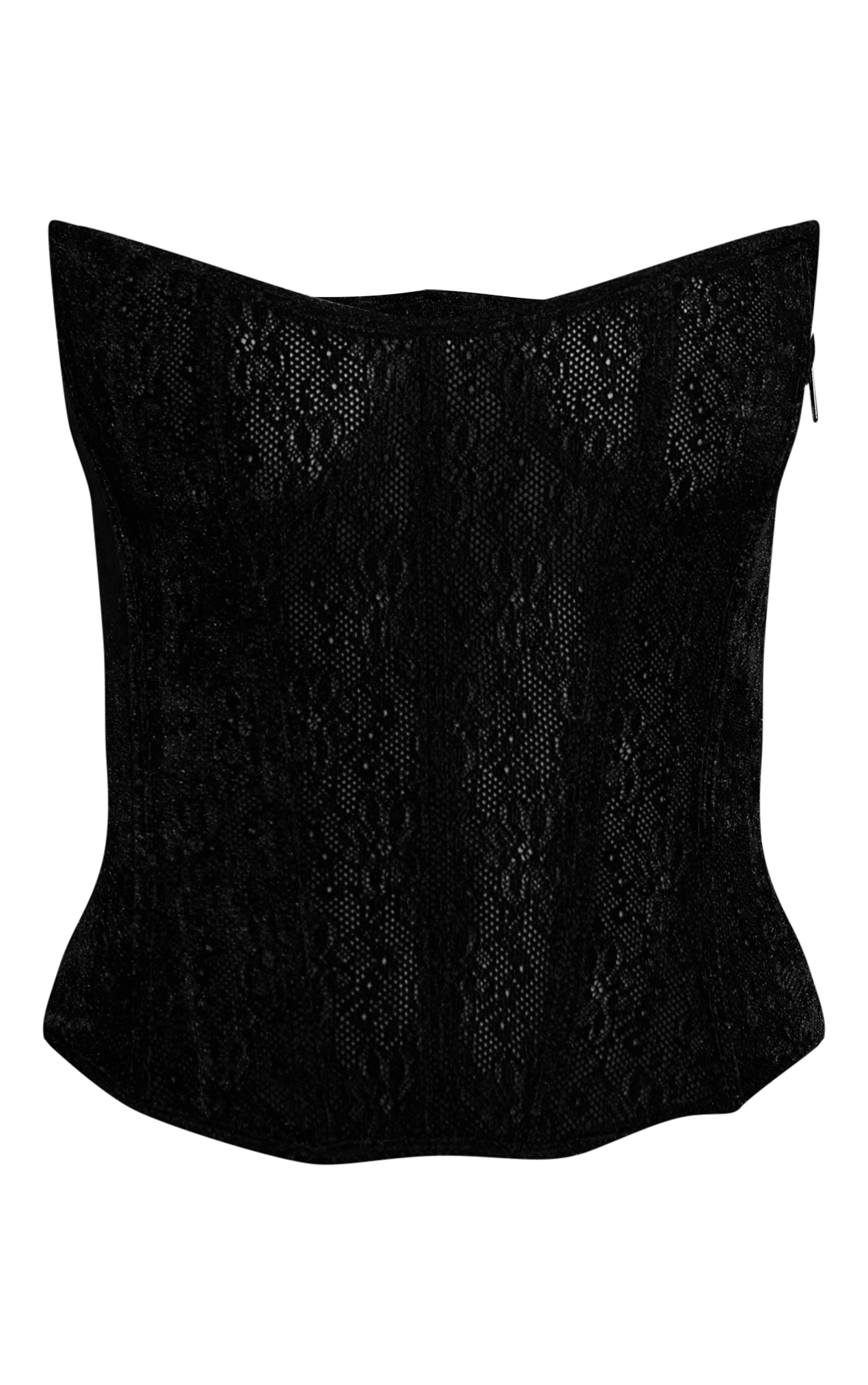 Petite Black Velour Printed Corset Top image 5