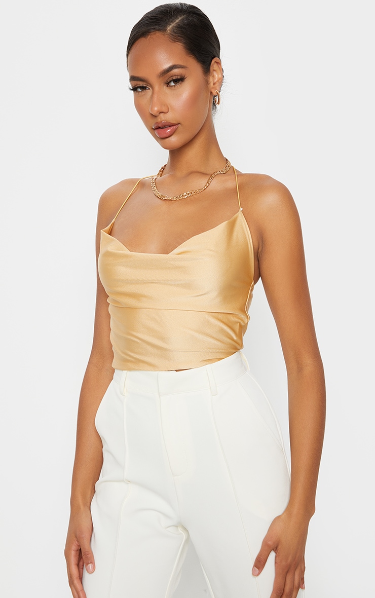 Nude Disco Cowl Neck Crop Top