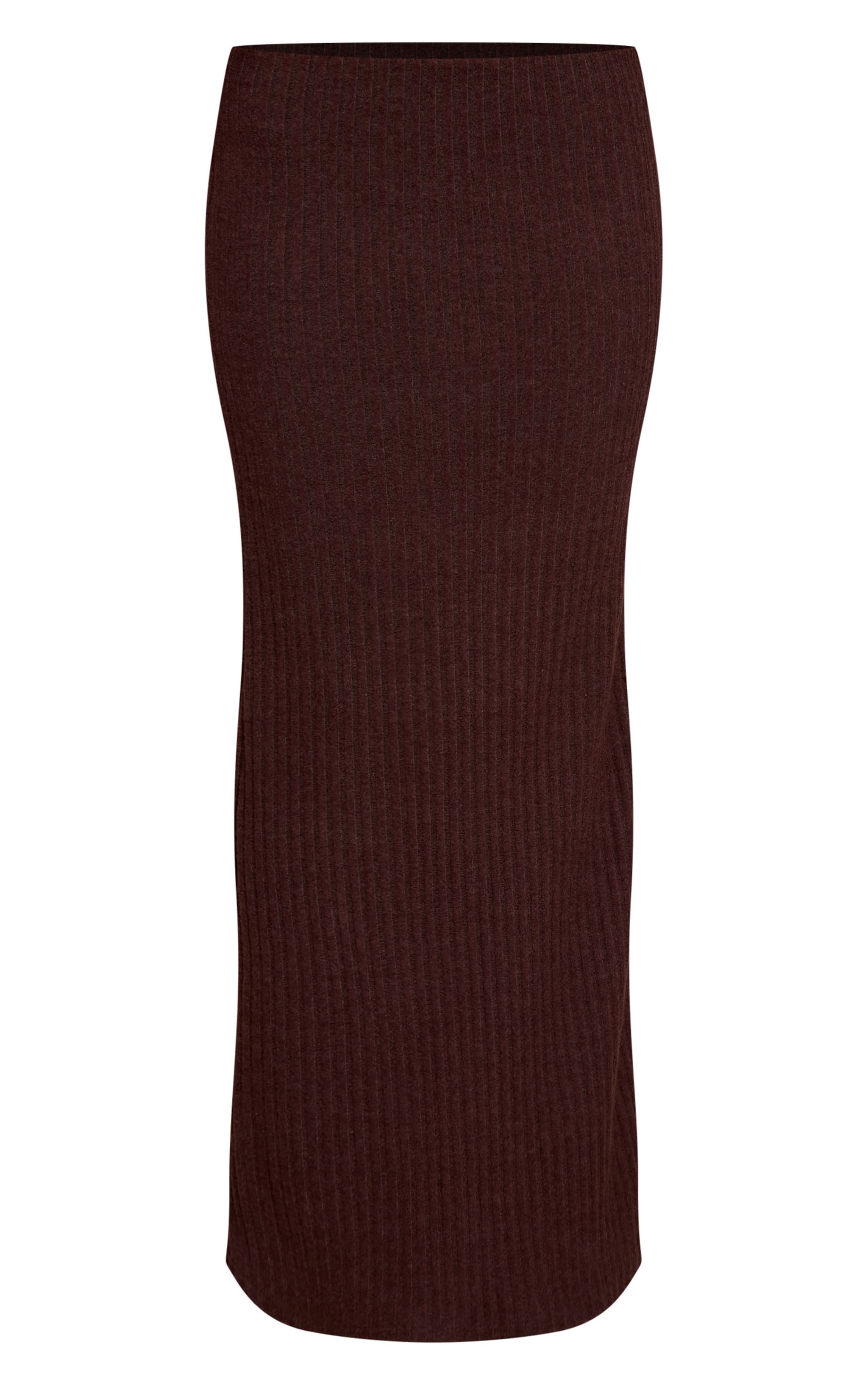 Dark Brown Brushed Elasticated Waist Maxi Skirt image 5