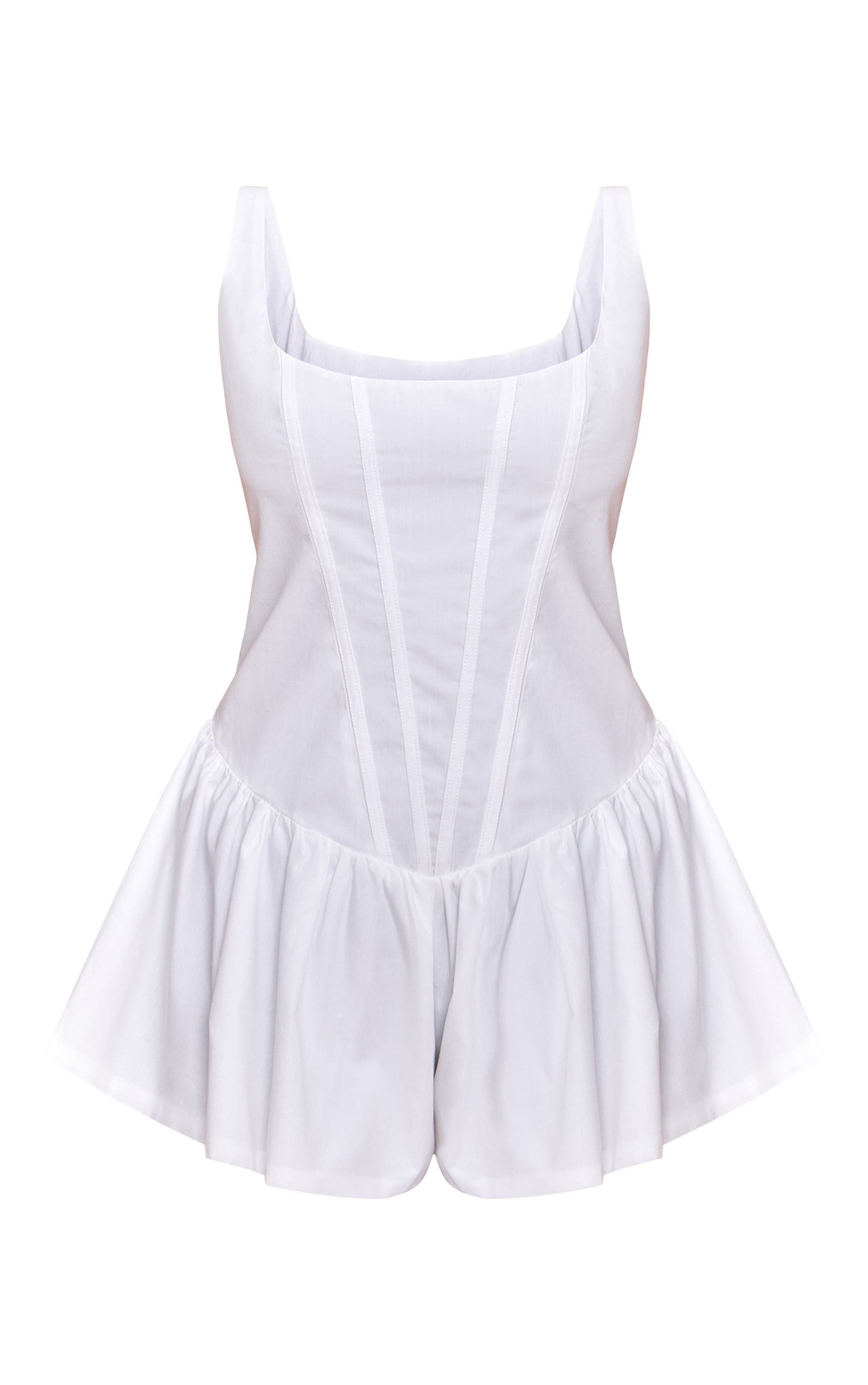 White Woven Corset Detail Floaty Romper image 5
