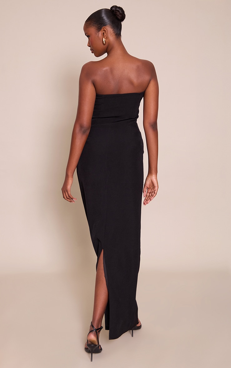Black Trim Detail Bandeau Bodycon Maxi Dress image 2